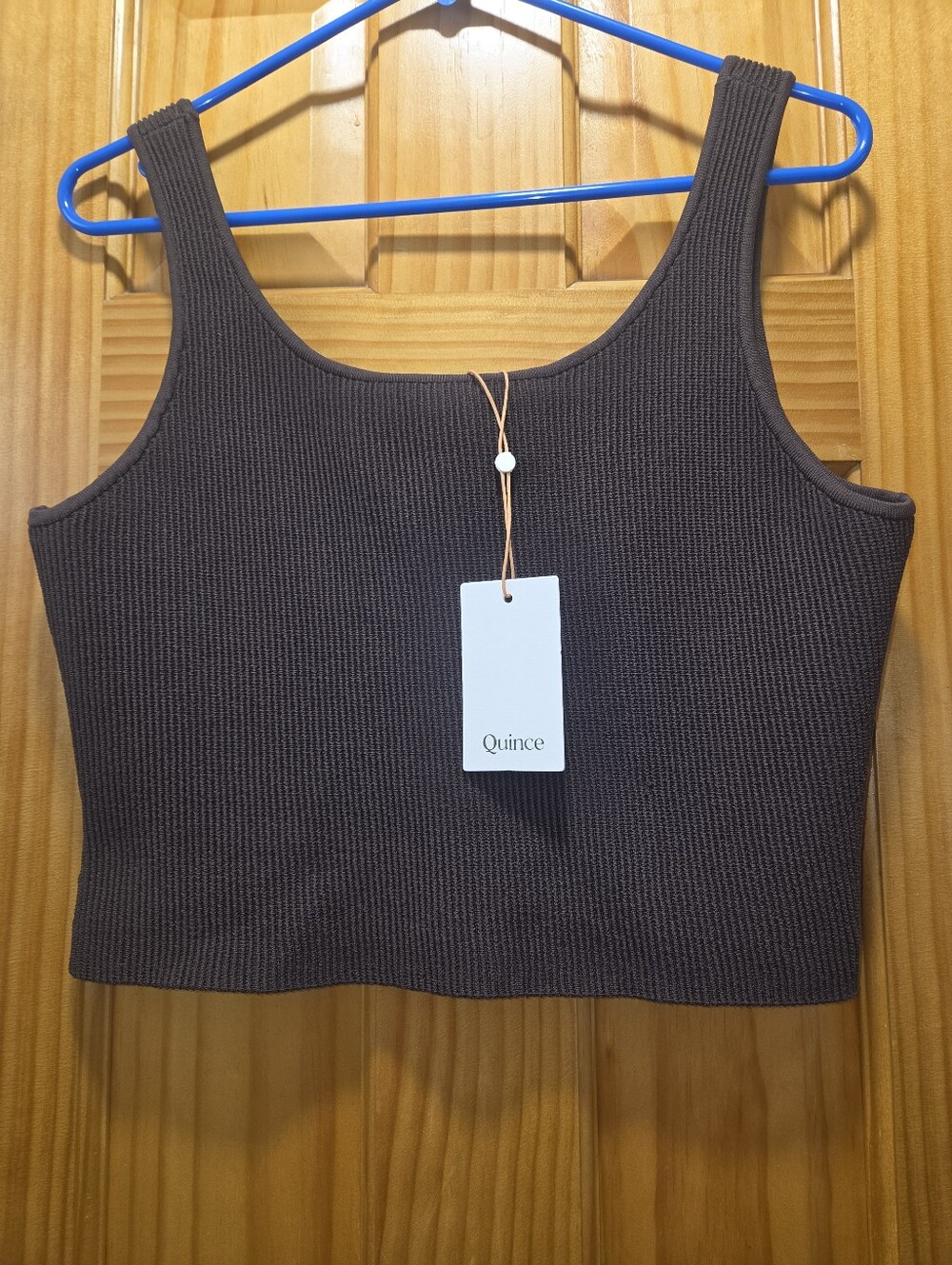 Quince Cropped Square Neck Ribbed Knit Tank Size Xl NWT